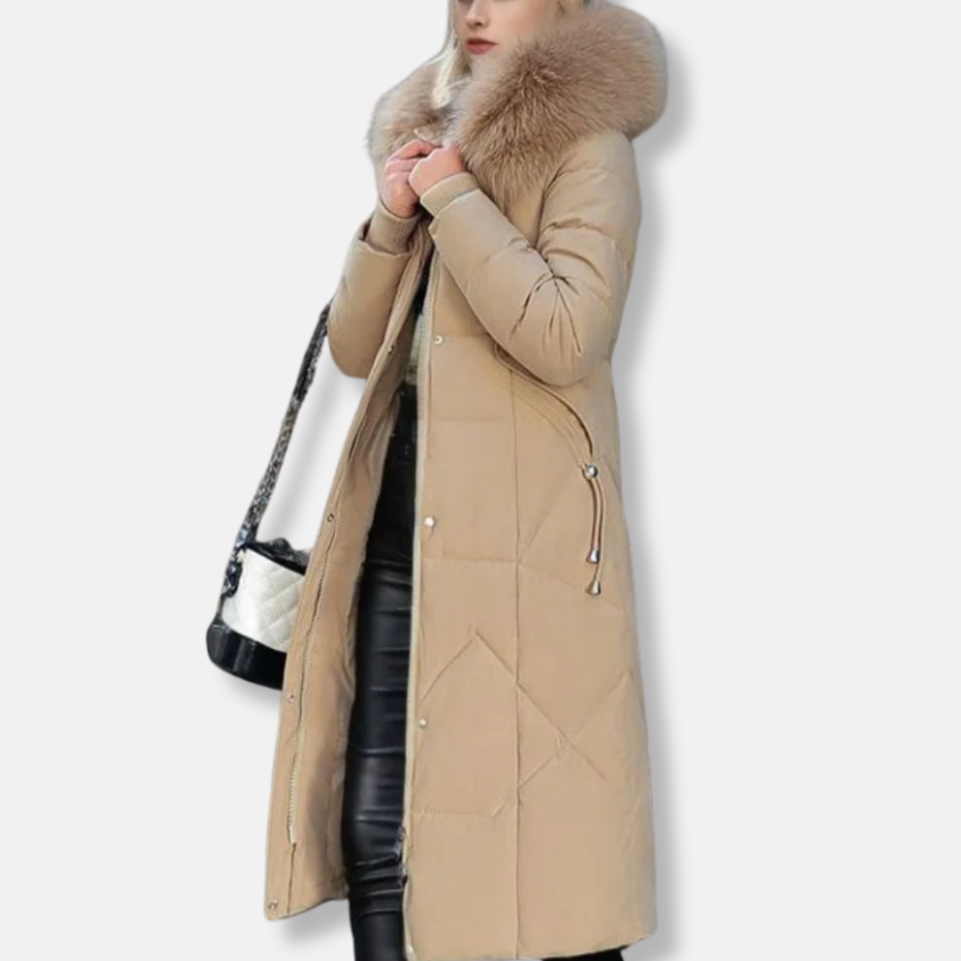 Isabella Hooded Puffer Coat | Quilted Fur Trimmed Hooded Puffer Coat