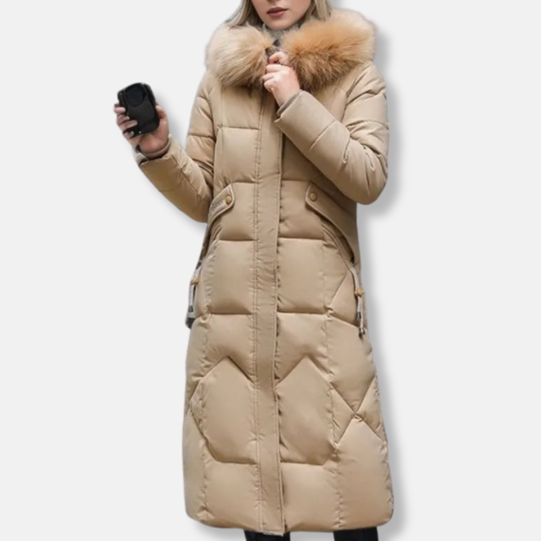 Isabella Hooded Puffer Coat | Quilted Fur Trimmed Hooded Puffer Coat