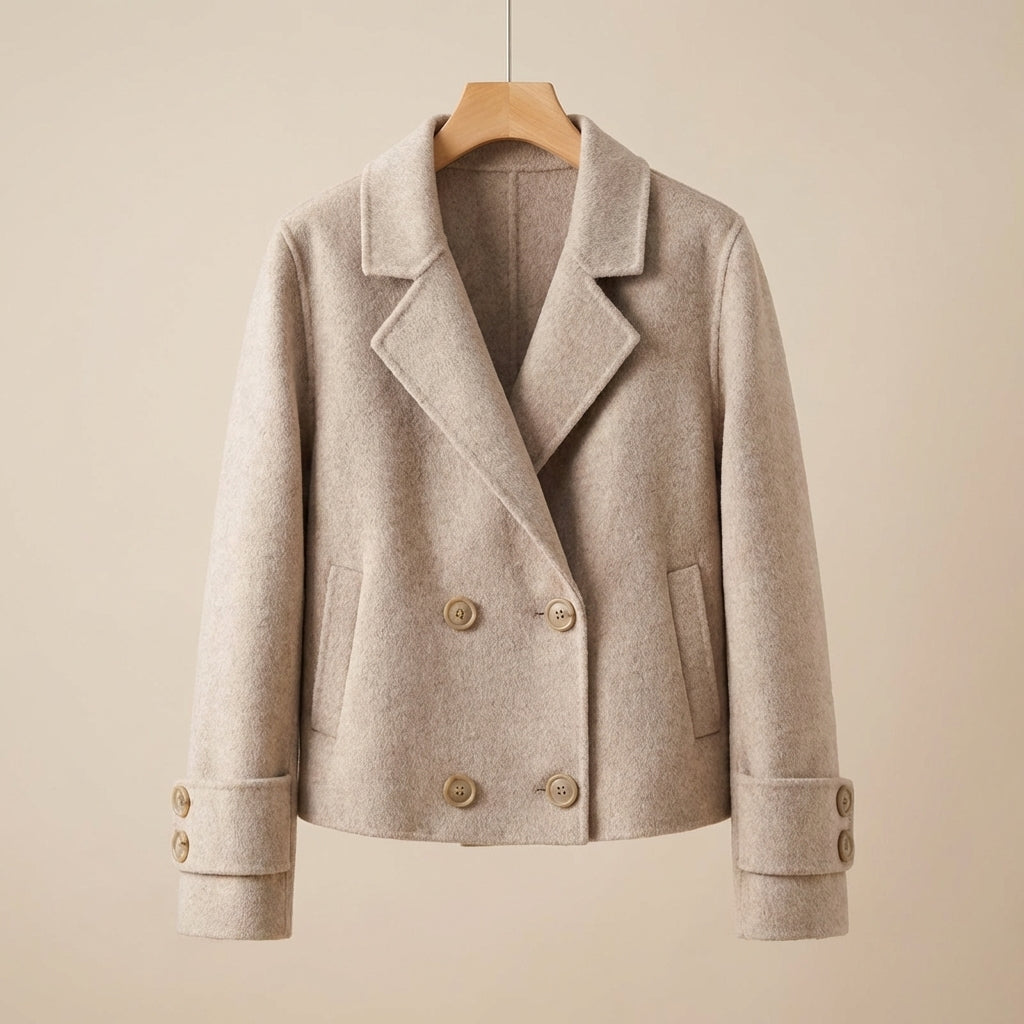 Viola Relaxed Fit Cropped Coat | Double-Breasted Short Coat