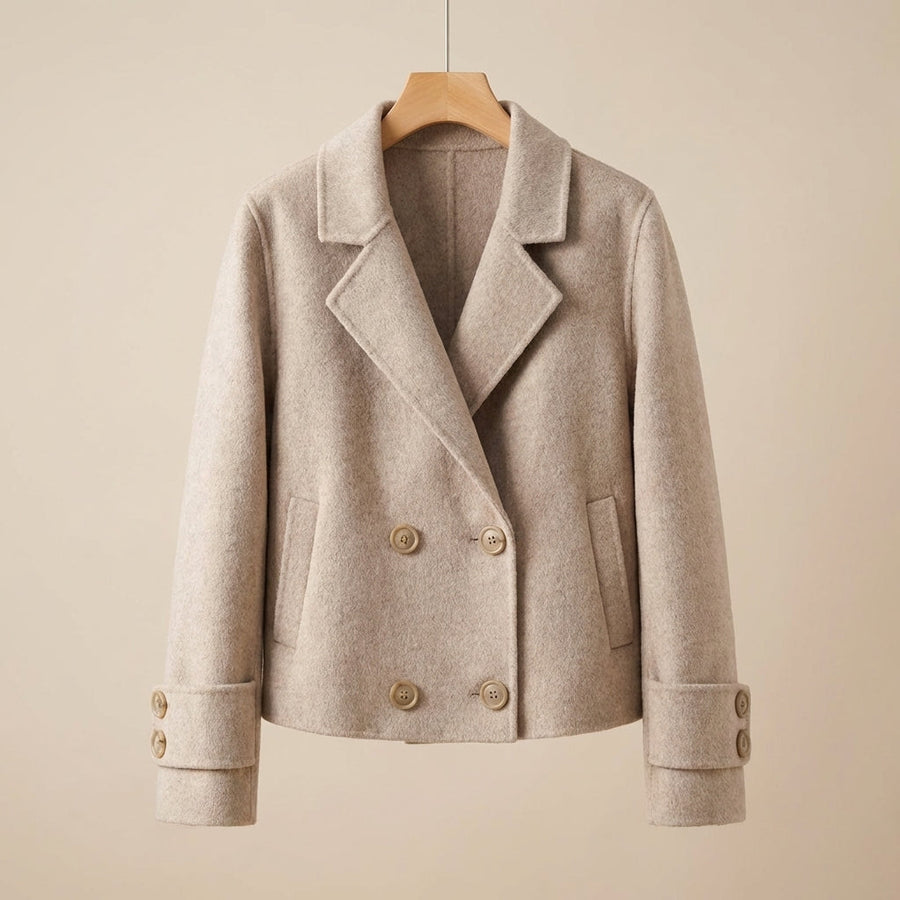 Viola Relaxed Fit Cropped Coat | Double-Breasted Short Coat