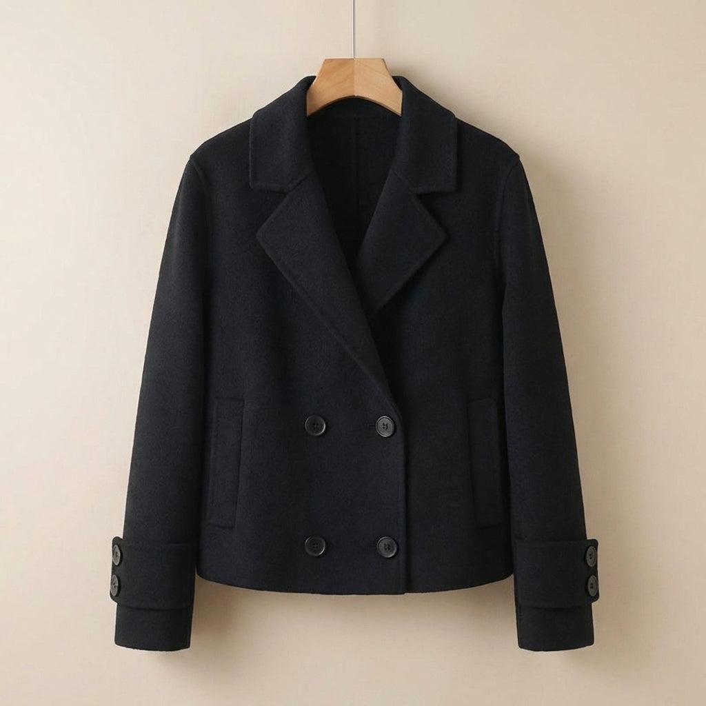 Viola Relaxed Fit Cropped Coat | Double-Breasted Short Coat