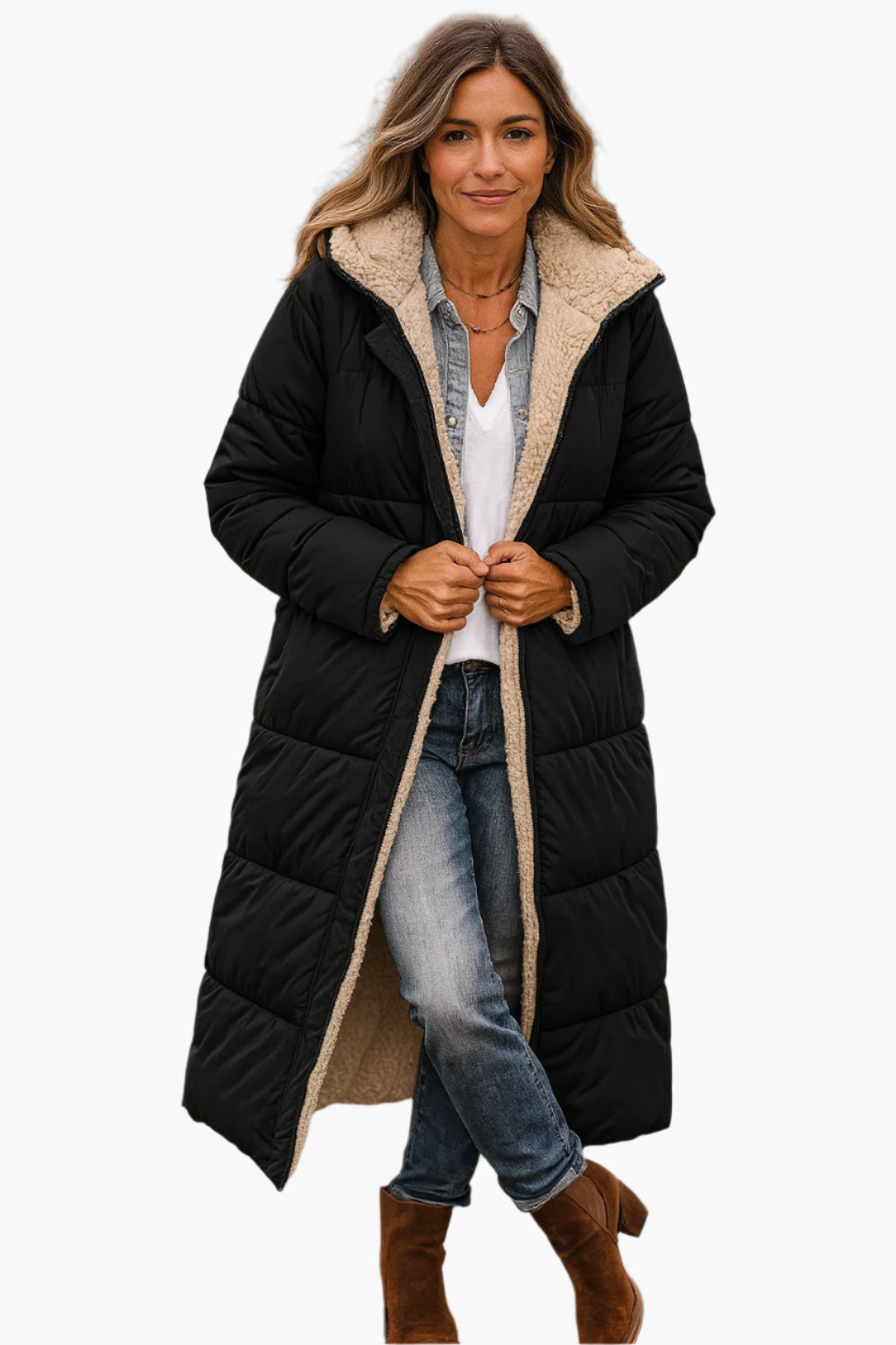 Isla Hooded Puffer Coat | Quilted Relaxed Fit Puffer Coat