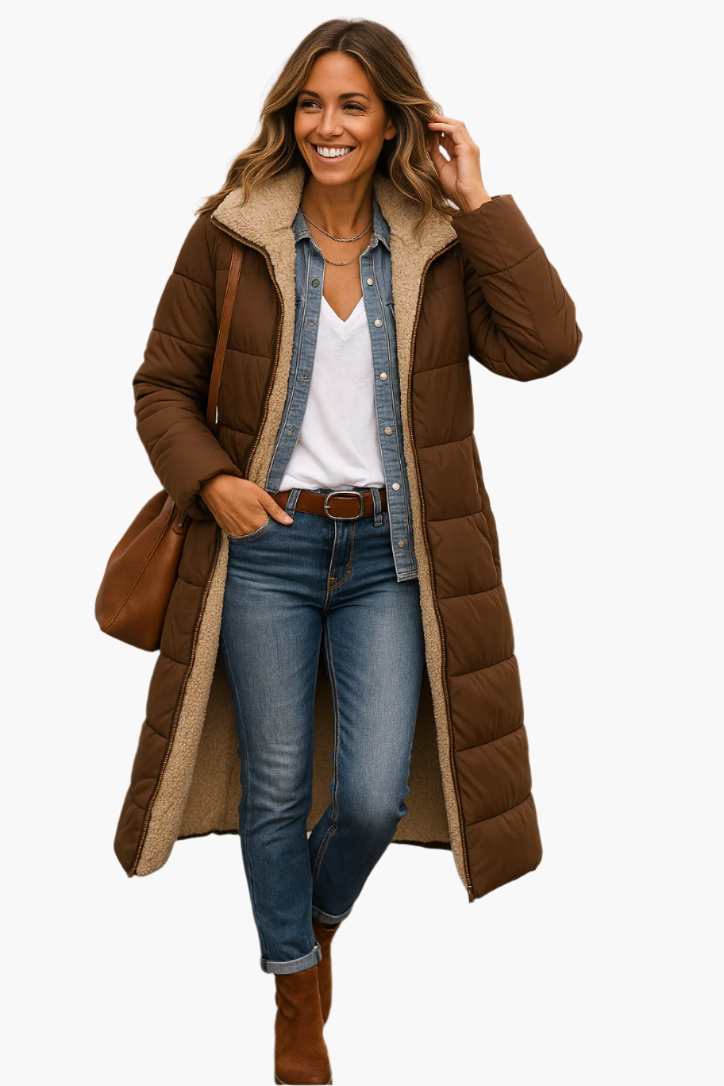 Isla Hooded Puffer Coat | Quilted Relaxed Fit Puffer Coat