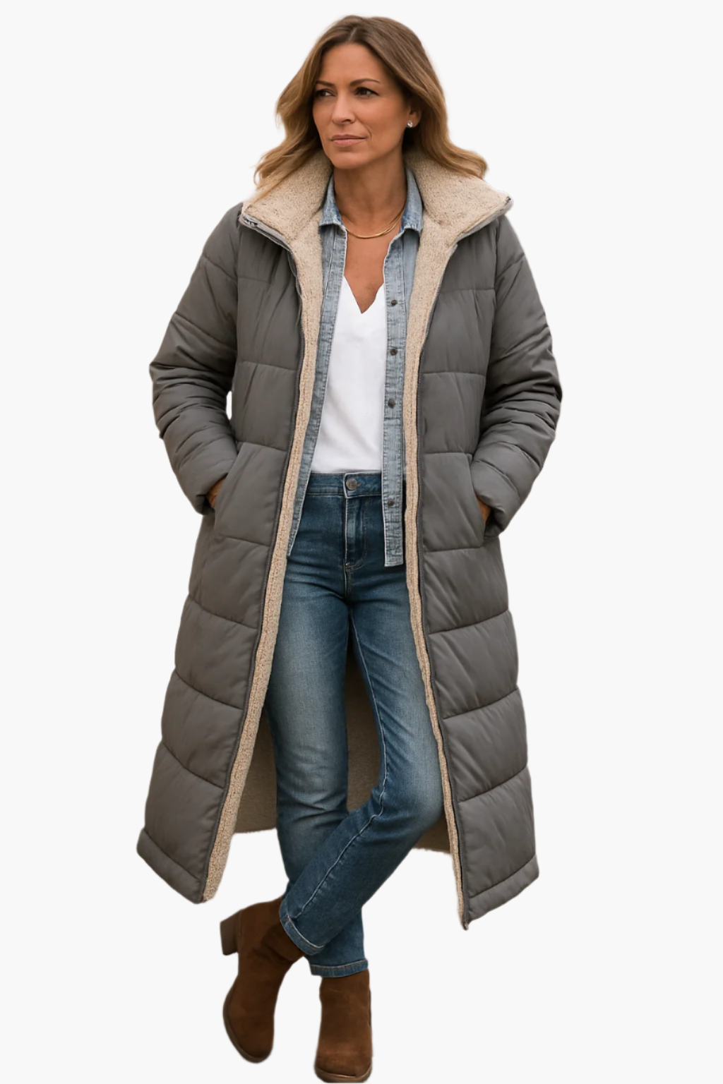 Isla Hooded Puffer Coat | Quilted Relaxed Fit Puffer Coat
