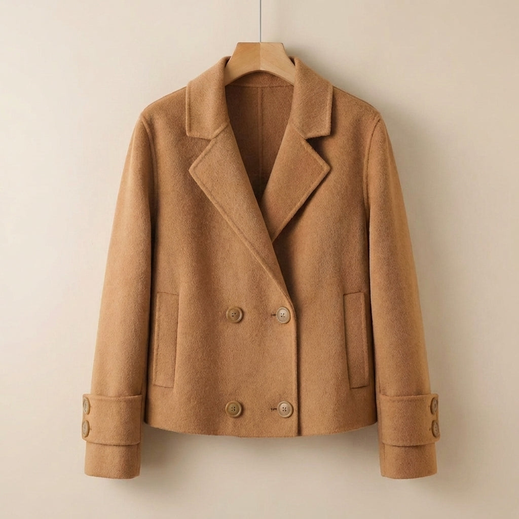 Viola Relaxed Fit Cropped Coat | Double-Breasted Short Coat