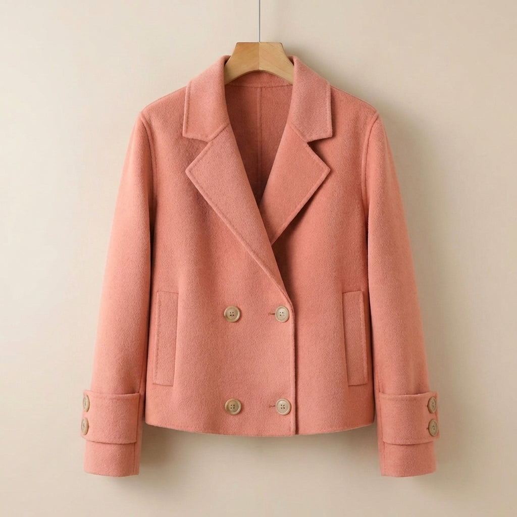 Viola Relaxed Fit Cropped Coat | Double-Breasted Short Coat
