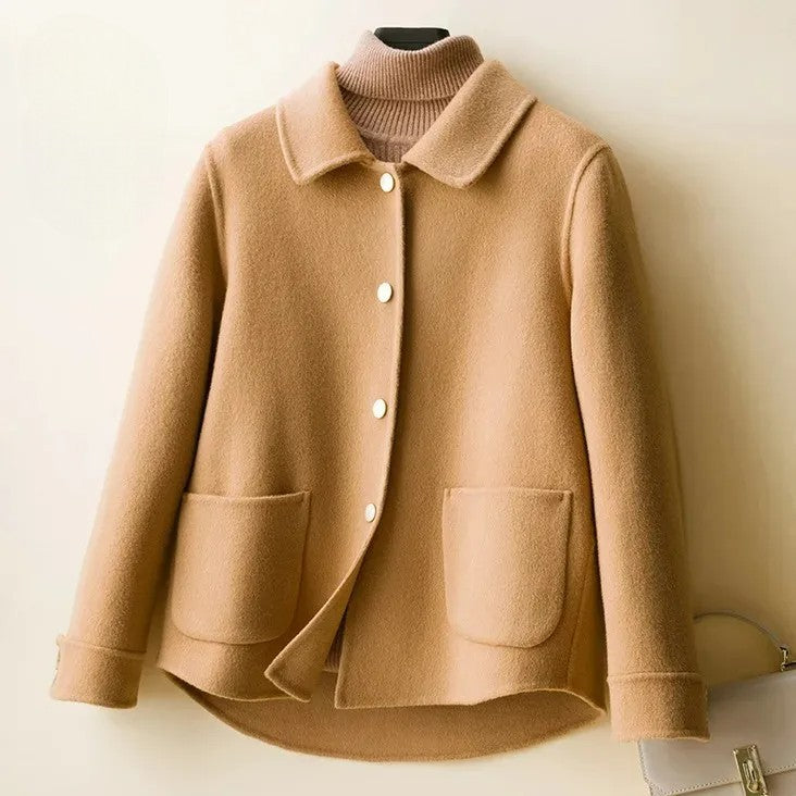 Isla Relaxed Fit Short Coat | Collared Button Front Coat