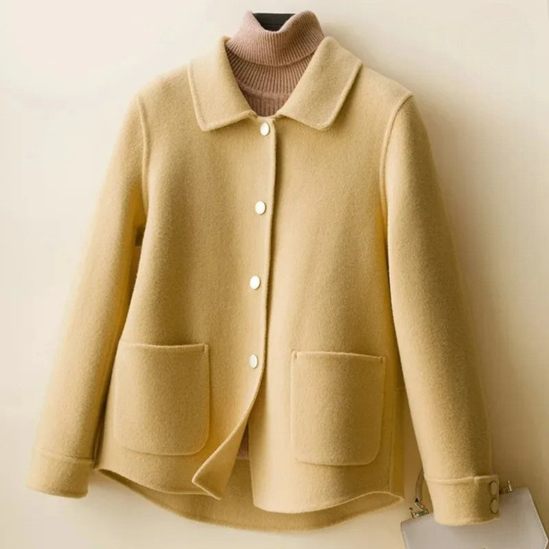 Isla Relaxed Fit Short Coat | Collared Button Front Coat