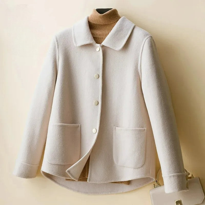 Isla Relaxed Fit Short Coat | Collared Button Front Coat
