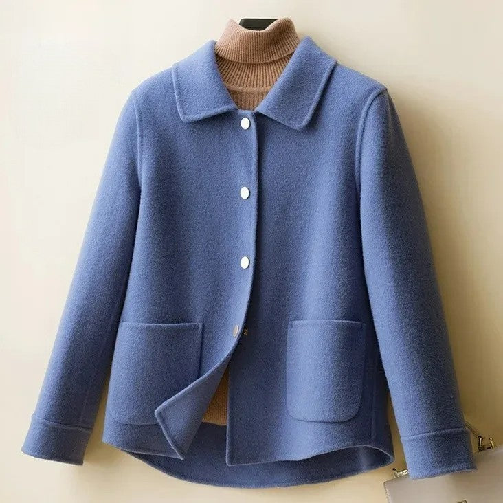 Isla Relaxed Fit Short Coat | Collared Button Front Coat