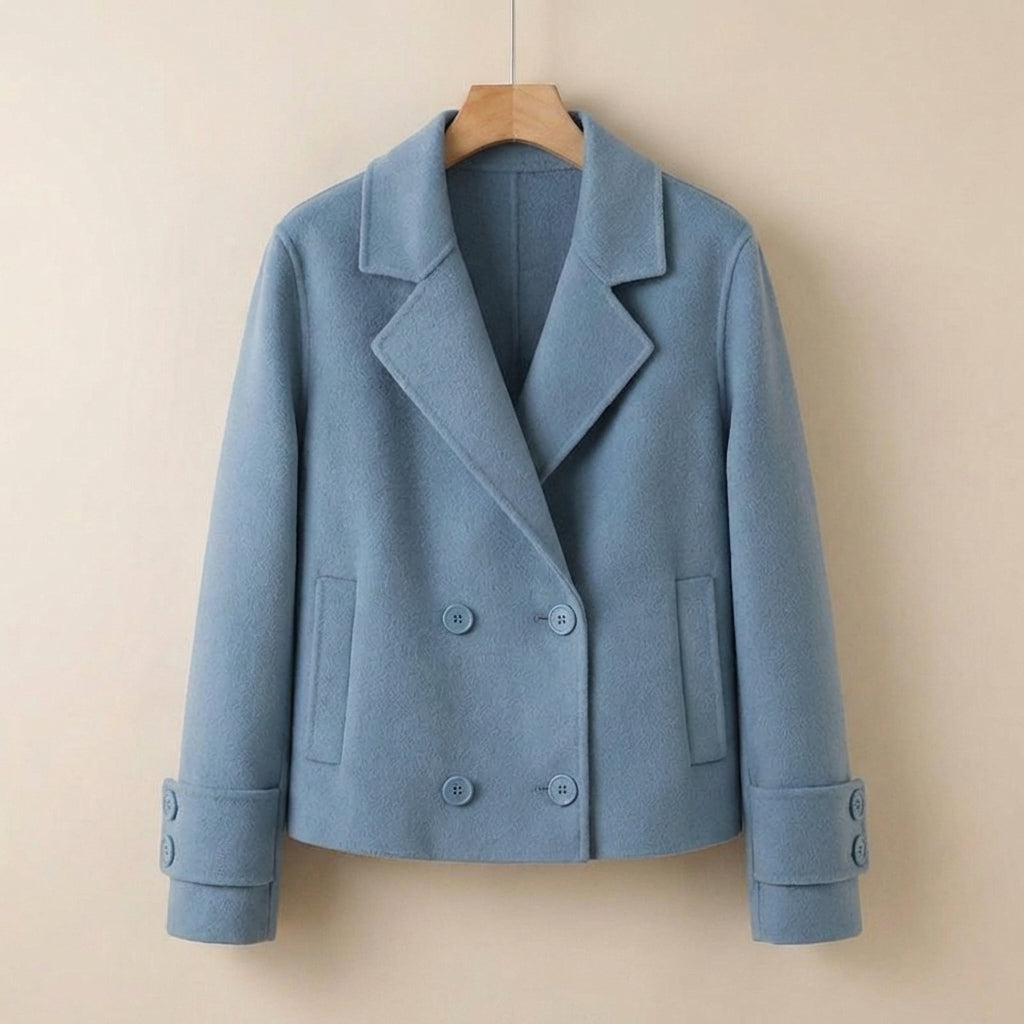 Viola Relaxed Fit Cropped Coat | Double-Breasted Short Coat