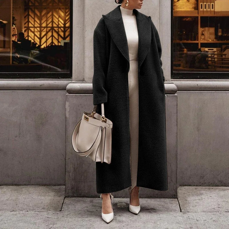 Isabella Oversized Wrap Coat | Collared Long Sleeve Coat