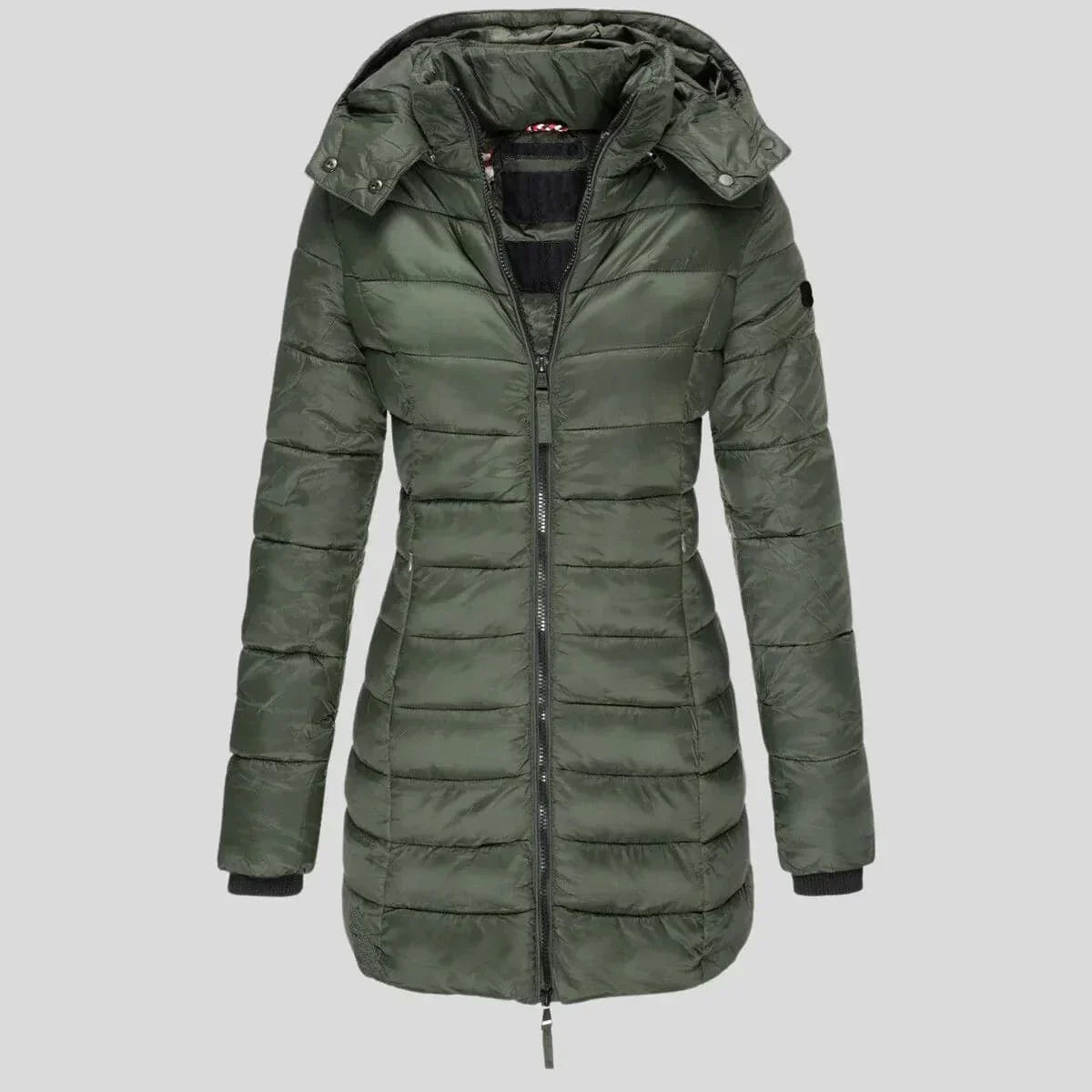 Isabella Hooded Puffer Coat | Quilted Zipper Pockets Coat
