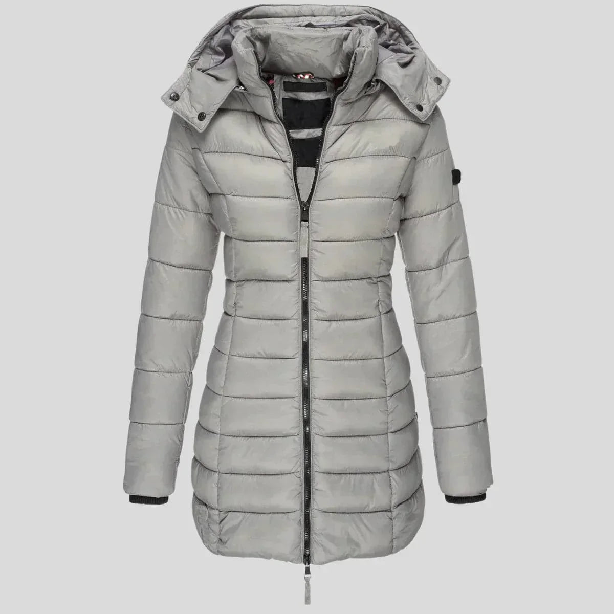 Isabella Hooded Puffer Coat | Quilted Zipper Pockets Coat