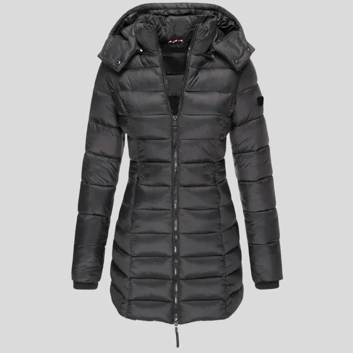 Isabella Hooded Puffer Coat | Quilted Zipper Pockets Coat