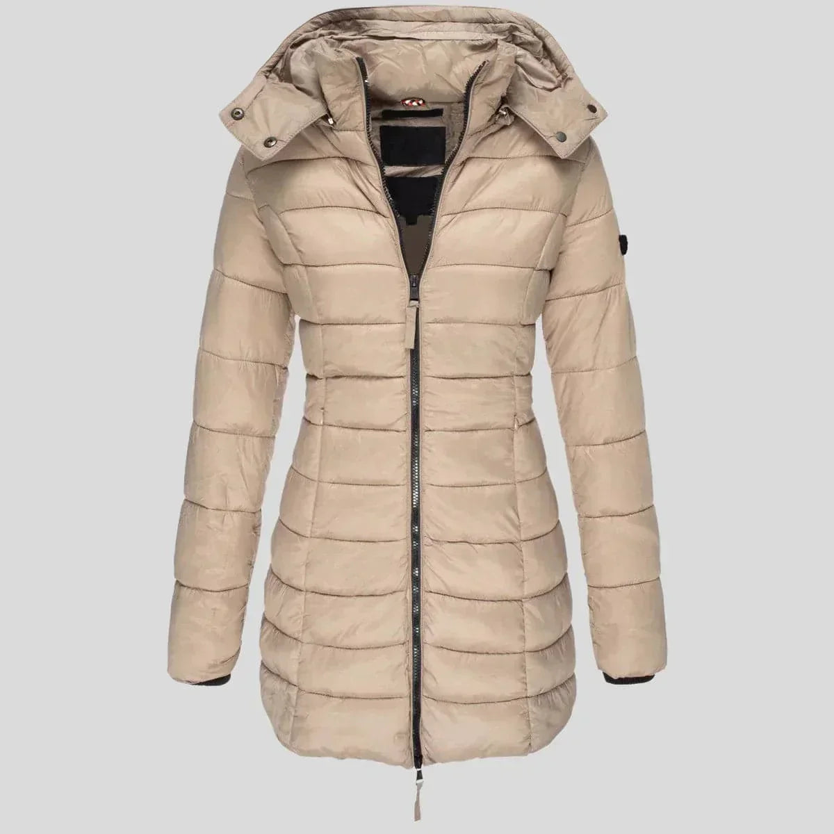 Isabella Hooded Puffer Coat | Quilted Zipper Pockets Coat