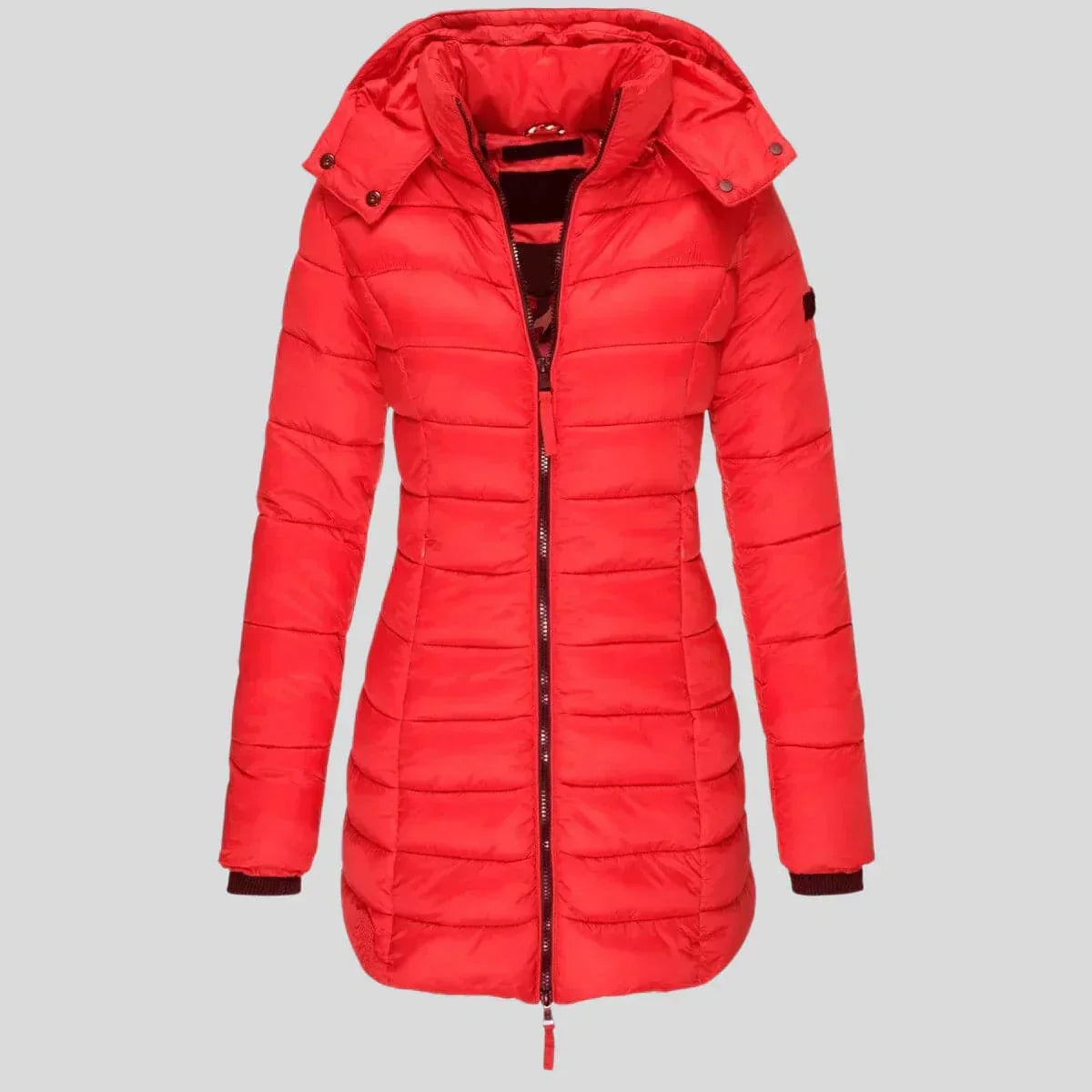 Isabella Hooded Puffer Coat | Quilted Zipper Pockets Coat