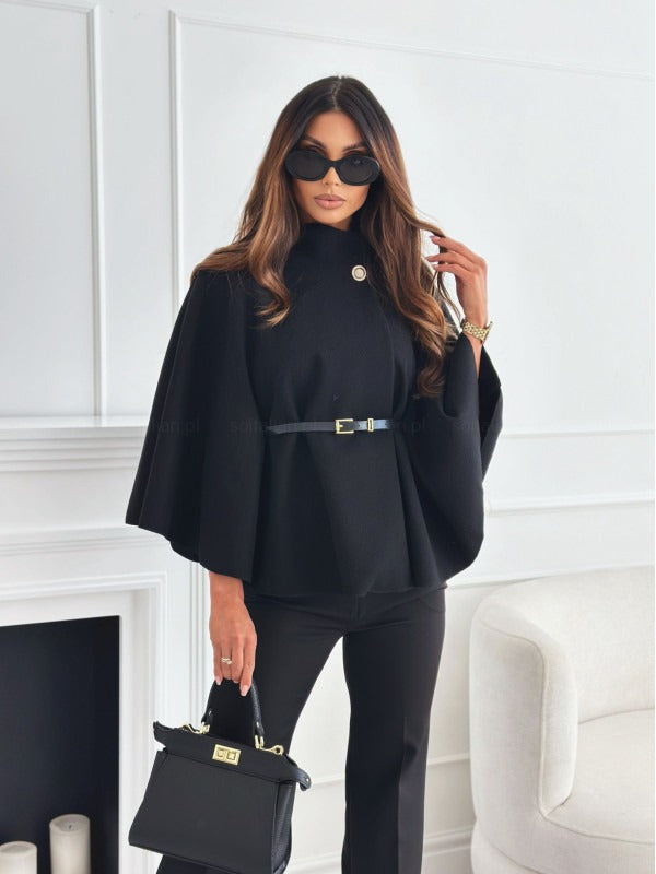 Women’s Cape – Wool Blend – High Collar –  Styled with a belt – Elegant Fit