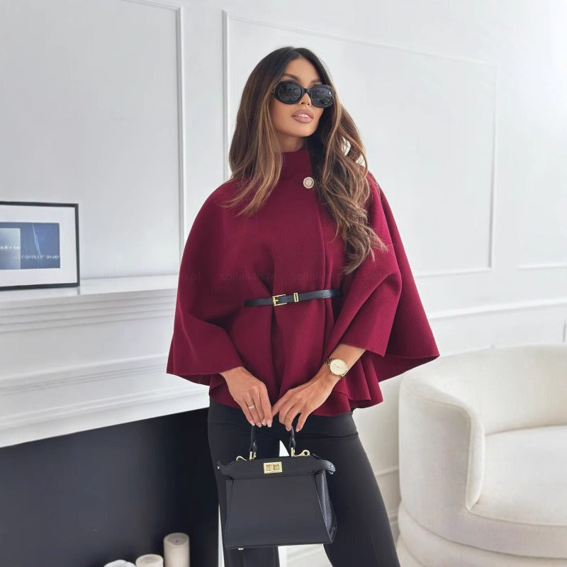 Women’s Cape – Wool Blend – High Collar –  Styled with a belt – Elegant Fit